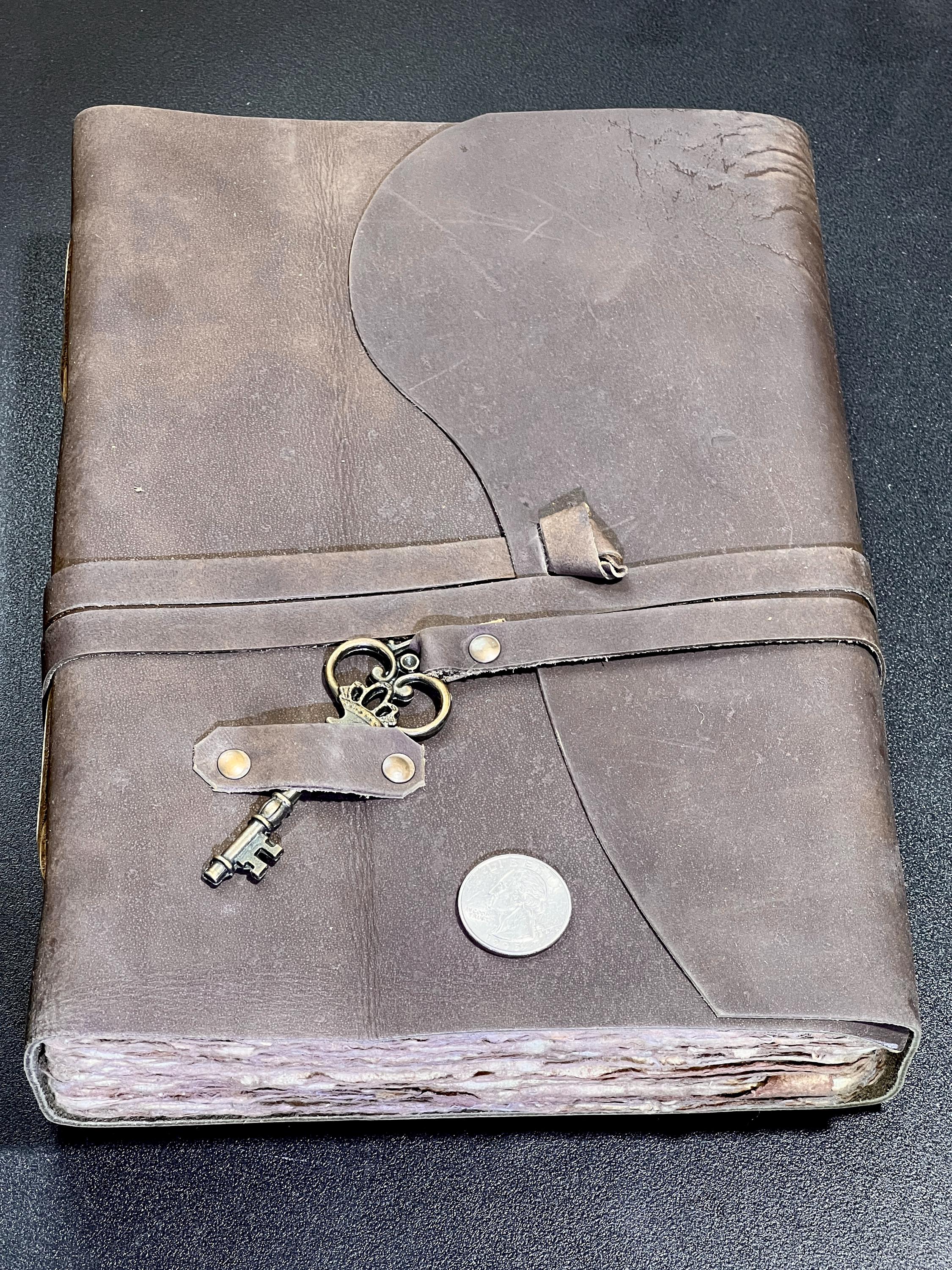 Large Rustic Brown Leather Bound 100 Page Sketchbook Notebook Key Carving Wholesale