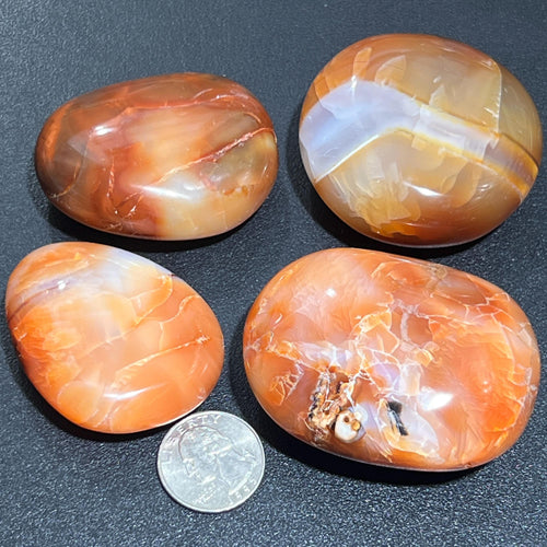 Carnelian Agate Large Tumbled Palm Stone Carving